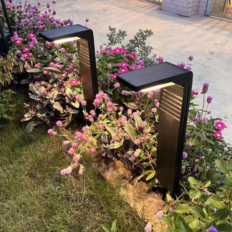 Luzes solares de jardim ao ar livre à prova d'água LED luz decoração caminho paisagem poste de amarração luzes solares do gramado para passarela quintal