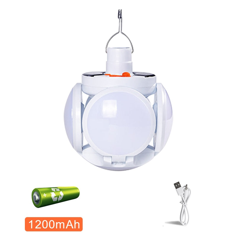 Lampada a LED solare portatile Lampada pieghevole da esterno ricaricabile USB Ricerca lampadina impermeabile Luci da campeggio Torcia Lampada di emergenza