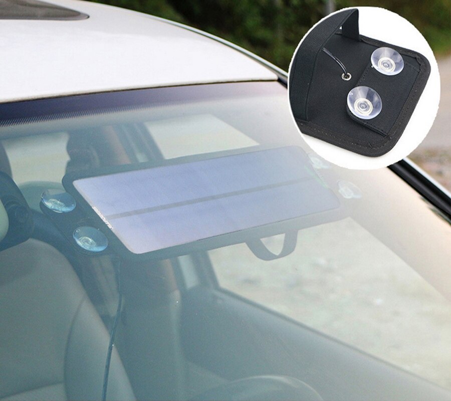 5W 18V DC Output Monocrystalline Solar Panel Charger With Car Cigarette Lighter Plug + Battery Charging Alligator Clip Cable