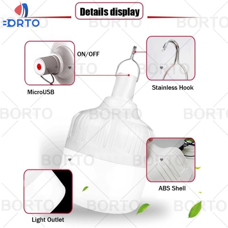 USB wiederaufladbare LED-Notbeleuchtung für Haus und Außenbereich, tragbare Laternen, 100 W, Notfalllampe, Glühlampe, Batterie, Laterne, Grill, Camping, Licht