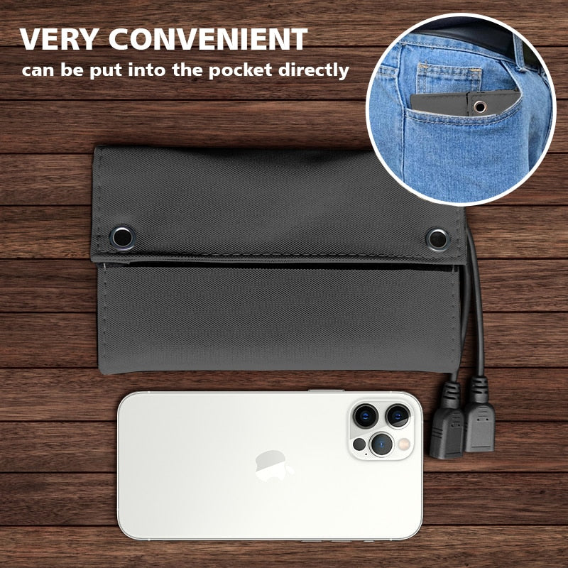 JMUYTOP Foldable usb 5v solar panels 10w 7w battery power bank For cells phone iphone xiaomi samsung 3in1 Charging Cable kit