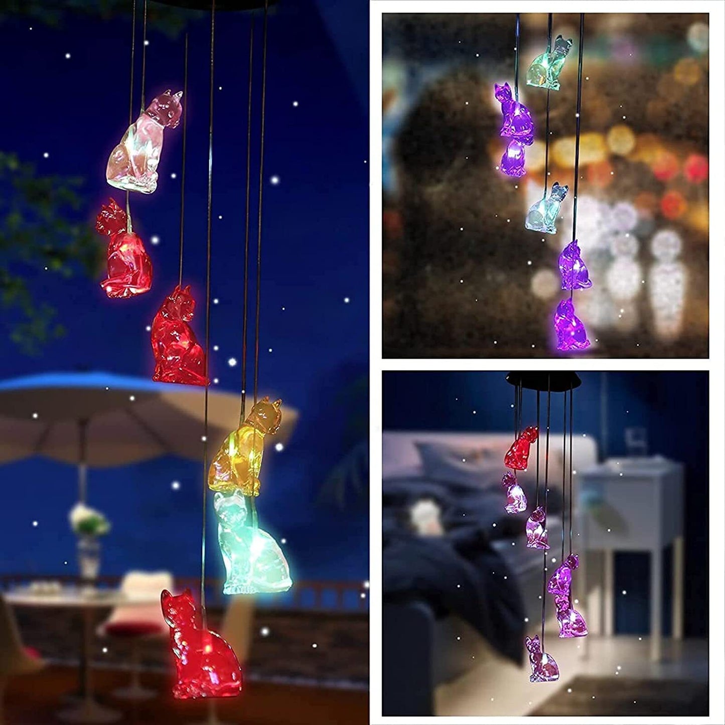 New Solar Power Wind Bells Chime Crystal Ball Hummingbird Butterfly Dragonfly Waterproof Outdoor Light for Patio Yard Garde