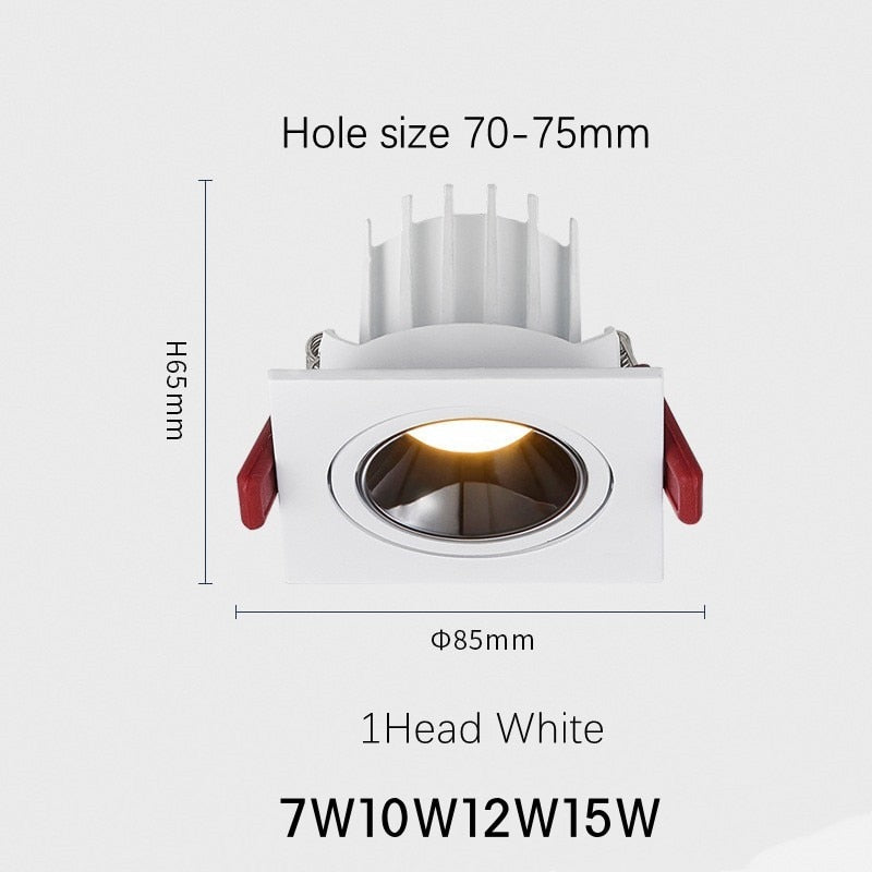Lámpara de techo LED empotrada 24W 10W Focos LED de cabeza simple / doble CREE COB Downlight antideslumbrante para el interior de la tienda de la oficina en el hogar