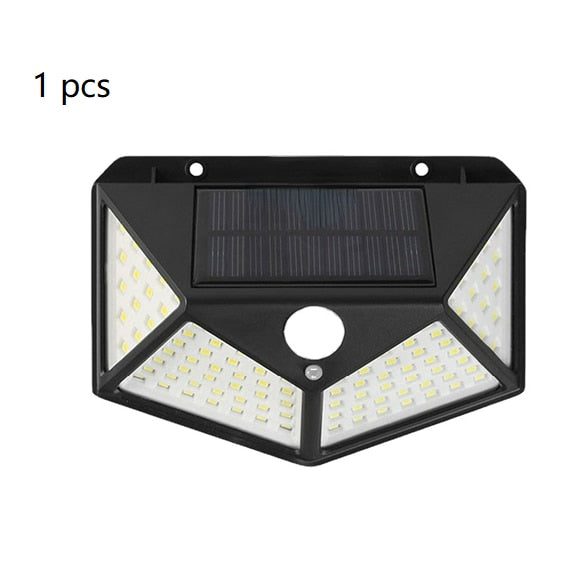100 LED High Quality Outdoor Solar Powered Garden Lamp Waterproof Motion Sensor Solar Wall Garden Lights Porch Light 270 degrees