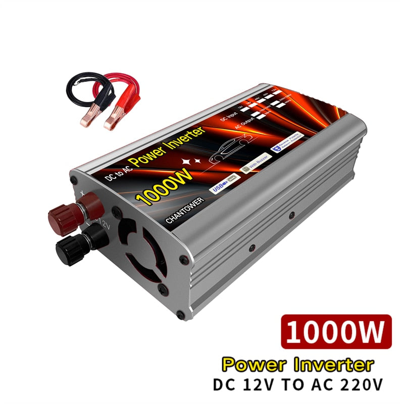 Inversor Solar 12v 220v inversor de corriente 1000W 2000W 3000W 4000W transformador de voltaje portátil convertidor Usb inversor de coche Universal