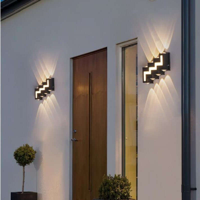 Außenwandleuchte aus Aluminium, IP65, wasserdicht, LED-Beleuchtung, Auf- und Ablicht, Hofgarten, Villa, Wandleuchte, Doppelkopf, 90–260 V