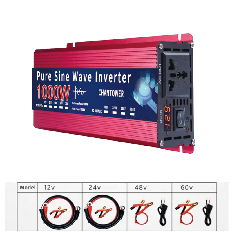 Pure Sine Wave Inverter 12V 220V 2000W 3000W 4000W DC 12V To AC 220V Power Supply Voltage Charger Converter Car Solar Inverter