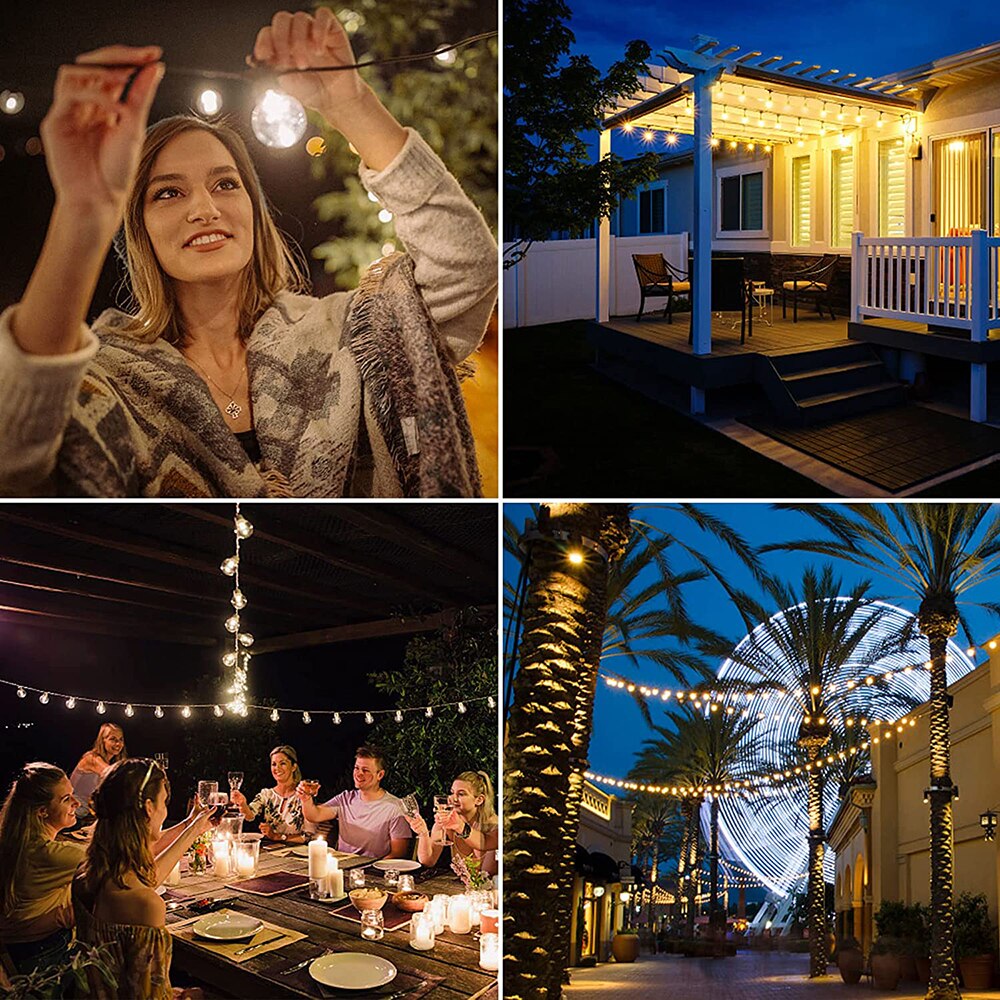 Solar Led Light Outdoor Garden Decoration Street Garland String Light G40 Bulb Waterproof Christmas Fairy Lamp For Country House