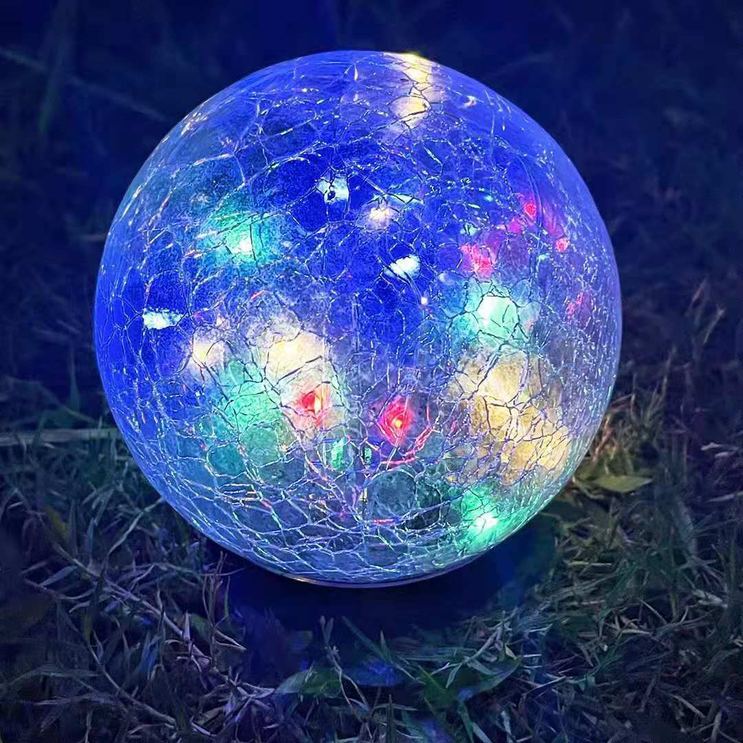Luz Led Solar para exteriores, luz de bola de cristal con grietas para exteriores, lámpara de hierba de jardín enterrada a prueba de agua, diseño de balcón, decoración de Navidad