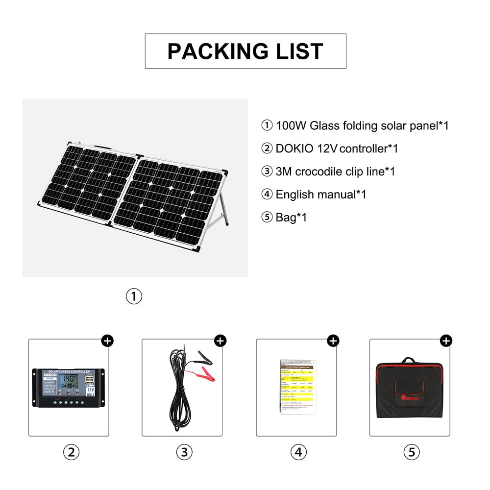 PACKING LIST 1OOW Glass folding solar panel*1