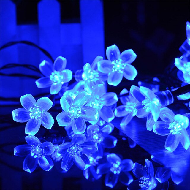 Solar Garlands Light 5m 7m 12m Peach Flower Solar Lamp Power LED String Fairy Lights Garden Wedding Decor for Outdoor