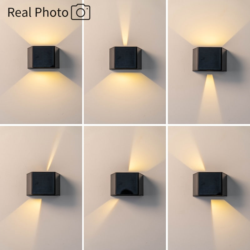 Joollysun applique murale solaire éclairage extérieur lumières de porche modernes pour la maison jardin clôture Patio étanche IP65 lampe à LED sans fil