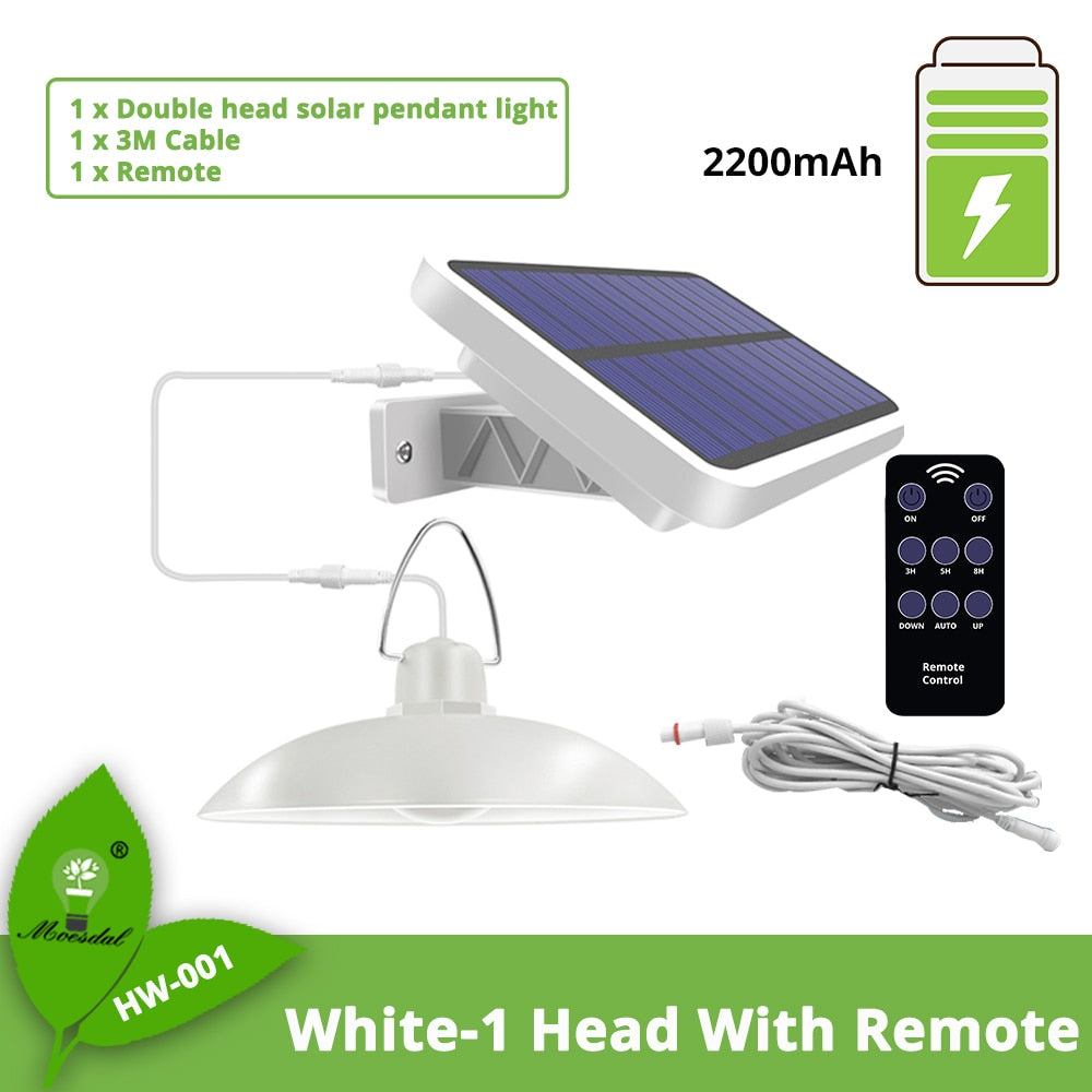 IP65 Waterproof Double Head Solar Pendant Light Outdoor Indoor Solar Lamp With Cable Suitable for courtyard, garden, indoor etc,