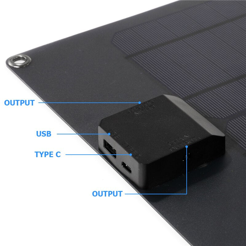 NEW 18V 50W Solar Panel Portable USB+Type C Dual Port Battery Charger Solar Cell Board Car Charger for Phone Support Fast Charge