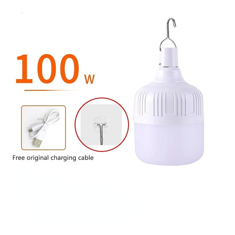 USB wiederaufladbare LED-Notbeleuchtung für Haus und Außenbereich, tragbare Laternen, 100 W, Notfalllampe, Glühlampe, Batterie, Laterne, Grill, Camping, Licht