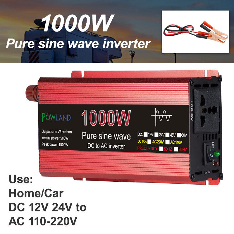 Inversor de onda senoidal pura DC 12V 24V para AC 110V 220V Tensão 1000W 1600W 2200W 3000W Transformador Conversor de energia Solar Car Inverte