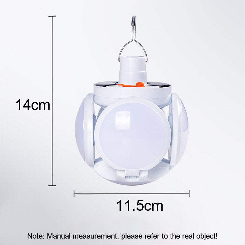 Luz solar dobrável ao ar livre portátil USB recarregável Lâmpada de LED Luzes de busca Lanterna de acampamento Lâmpada de emergência para falta de energia