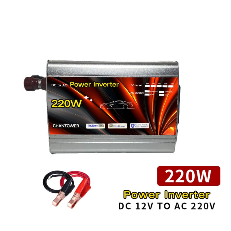 Inversor Solar 12v 220v inversor de corriente 1000W 2000W 3000W 4000W transformador de voltaje portátil convertidor Usb inversor de coche Universal