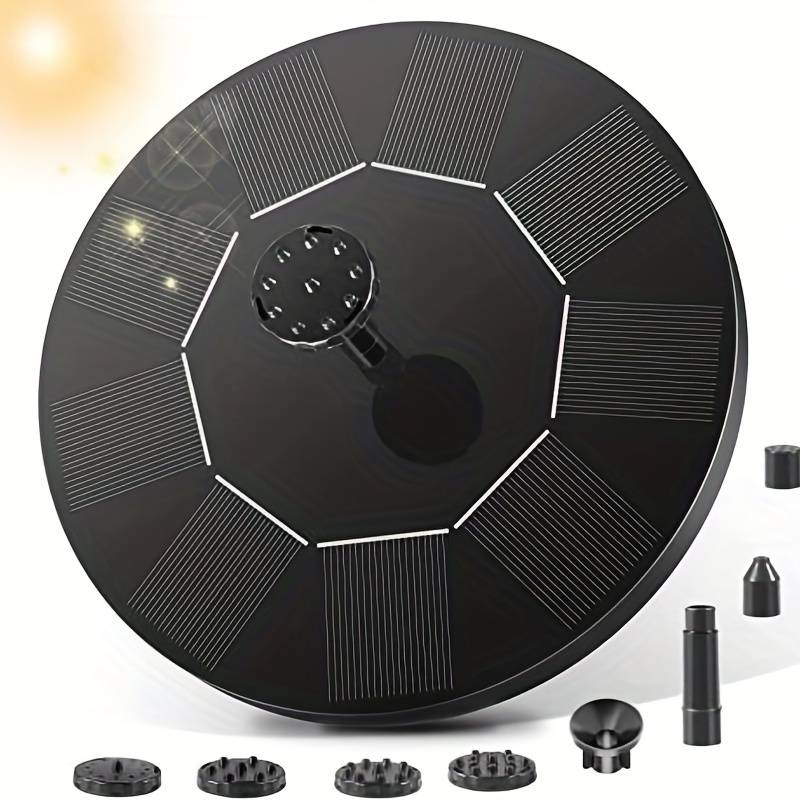 Bomba de água de fonte solar com 6 bicos para lagos de banho de pássaros, jardim, tanque de peixes de piscina, fonte movida a energia solar ao ar livre