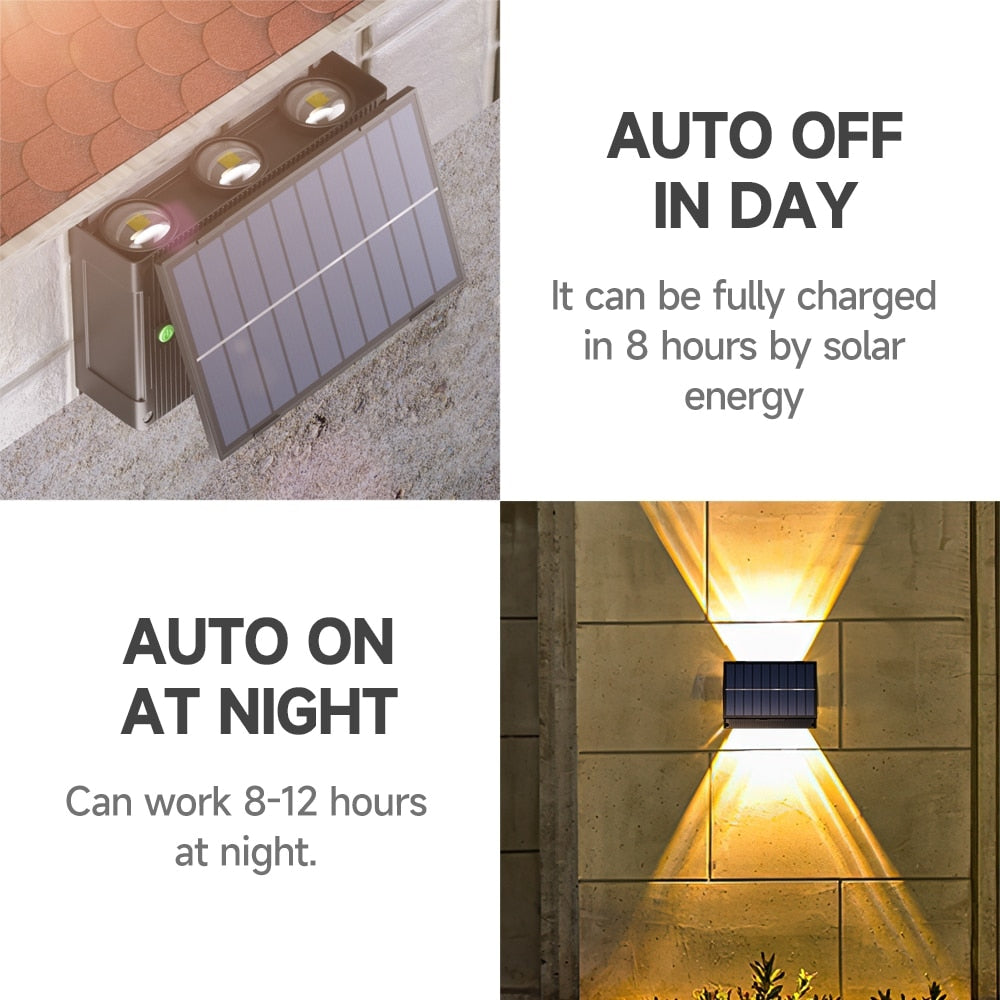 Lumière LED solaire extérieur vers le bas éclairage IP65 appliques murales étanches pour maison de campagne clôture couloir jardin décoration lampe