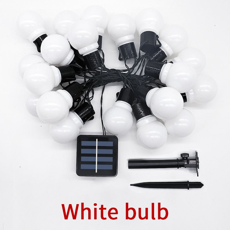 20 LED Outdoor Solar Lights Street garland G50 Bulb String Light Wateroof Decoration Lamp For Garden Indoor Holiday Lighting