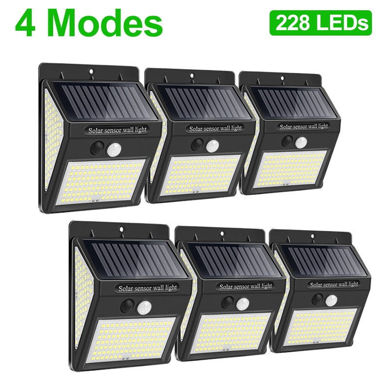 4 Modes 228 LEDs Solar scnsor