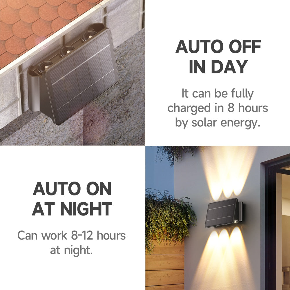 Solar LED Light Outdoor Wall Lamp Waterproof Up Down Luminous Lights Garden Decoration Stairs Fence Corridor Sunlight Solar Lamp