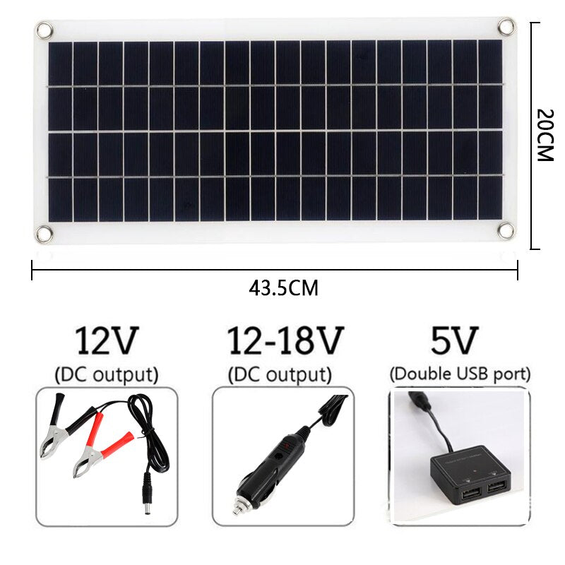 50W Solar Panel, 2 43.5CM 12V 12-18V 5V (DC output