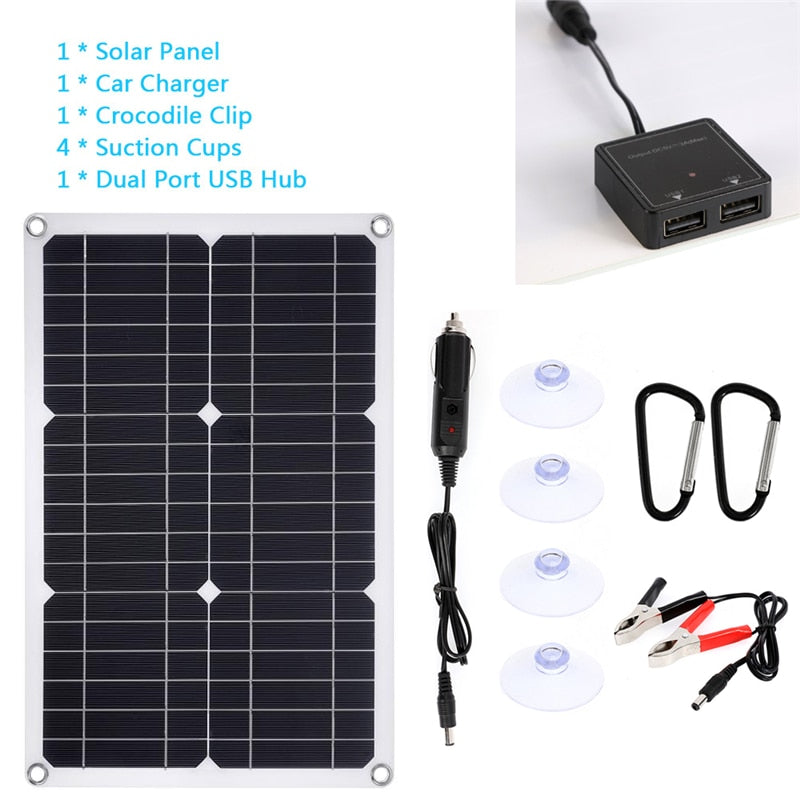300W Solar Panel Fast-charging Waterproof Portable Dual 12/5V DC USB Emergency Charging Outdoor Battery Charger For Yacht RV Car
