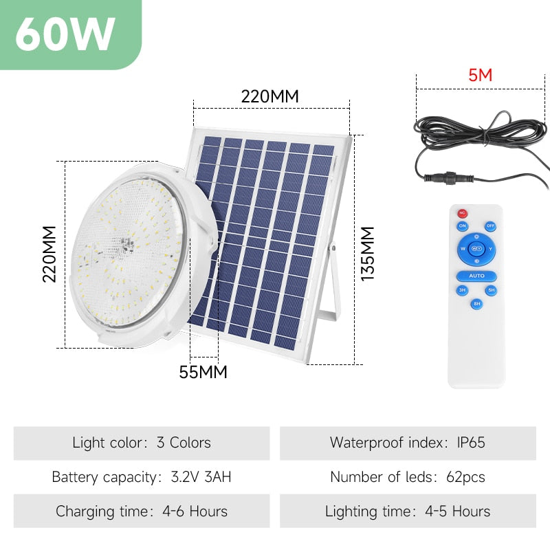 Solar lights Indoor Home Top Ceiling House IP65 Waterproof Outdoor Veranda Solar Power Lamp LED Top Solar Energy Interior Light