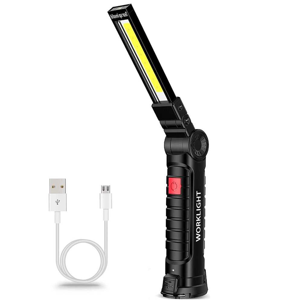 Nova Lanterna LED COB Portátil USB Recarregável Luz de Trabalho Lanterna Magnética Lâmpada Pendurada com Bateria Embutida Tocha de Acampamento