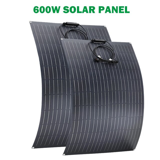 300W Solar Panel Kit Flexible Monocrystalline PV Module High Efficiency Charge 12V Battery for Home RV Boat Off Grid System