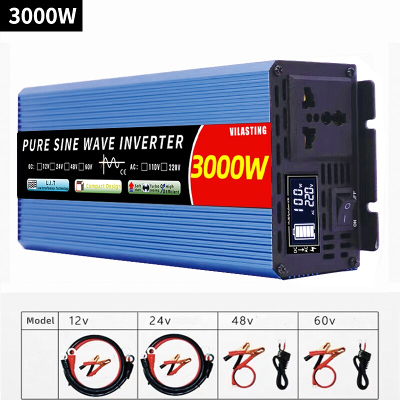 Micro inverter 12v/24v 110v/220v Pure Sine Wave 5000w 4000W 3000W 2000W DC To AC 50/60HZ Smart LCD Display Power  CE