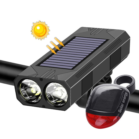 1200mAh MTB Solar Bike Light Headlight - Bicycle Flashlight 2*30 LED Front Light Bike Solar Power Bicycle Accessories
