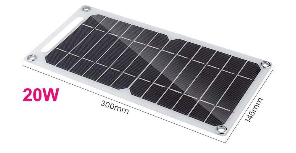 30W Solar Panel 5V Polysilicon Flexible Portable Outdoor Waterproof Solar Cell Car Ship Camping Hiking Travel Cell Phone Charger