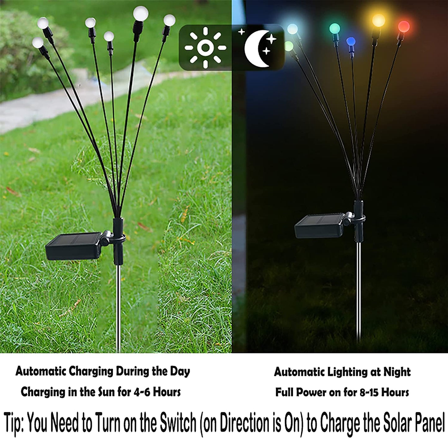 8Pack Solar Firefly Light, Automatic Charging During the Automatic Lighting at Night Charging in the
