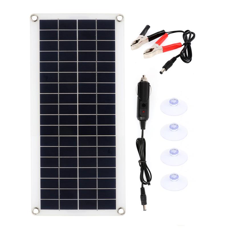 50W Solar Panel 12V Monocrystalline USB Power Portable Outdoor Solar Cell Car Ship Camping Hiking Travel Phone Charger