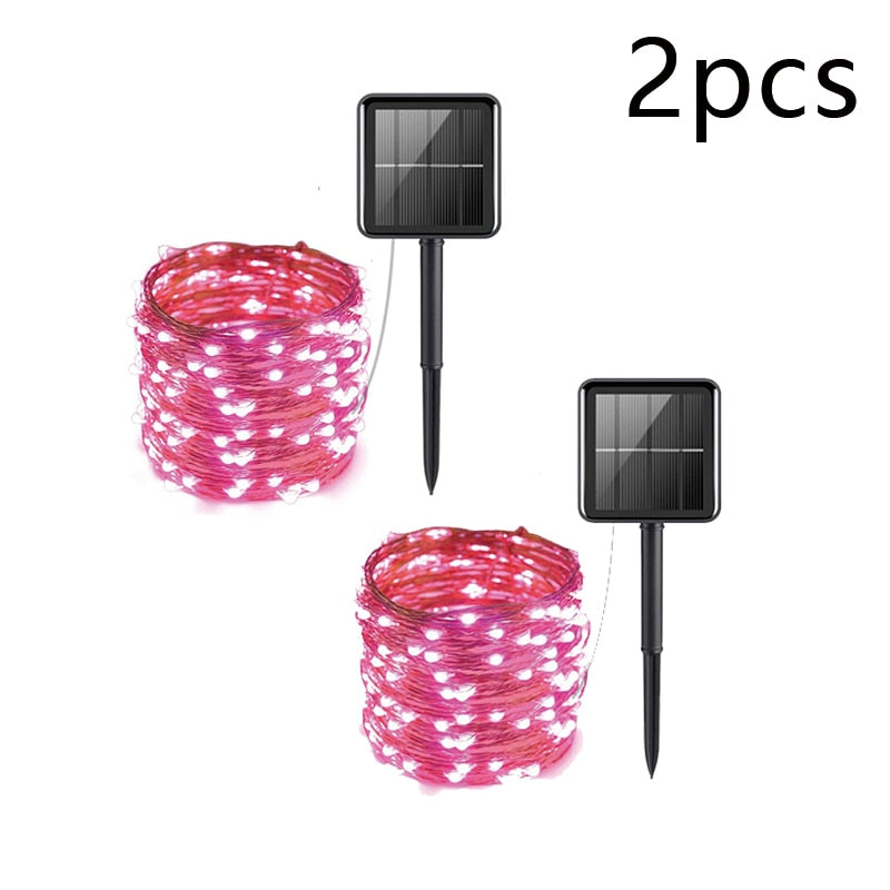 5M/10M20M30M Outdoor Solar LED Copper Wire Fairy Light for Garden Festive Wreath Christmas Decoration.