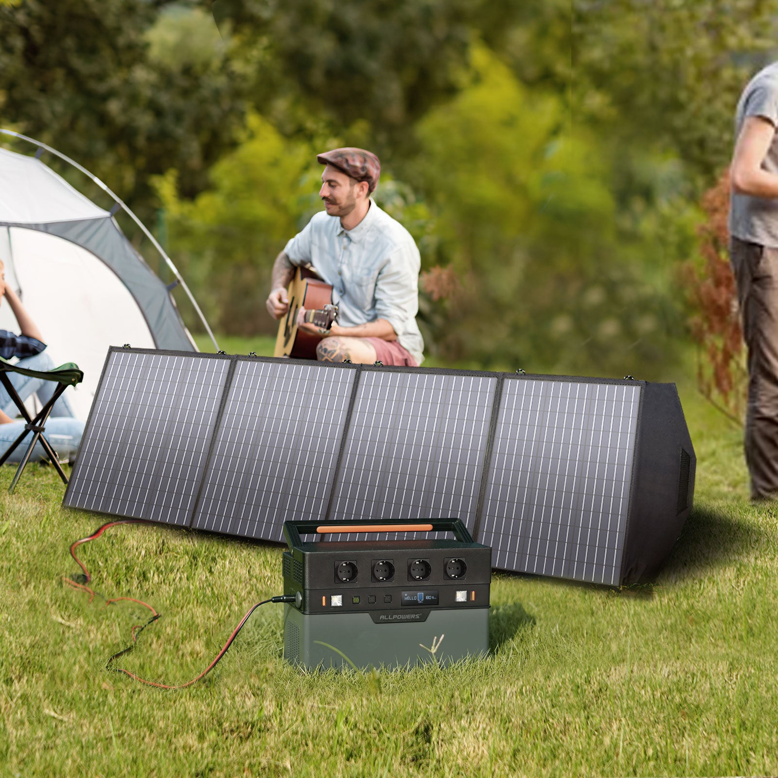 ALLPOWERS Portable solar Power Station 700W / 1500W Outdoor Generators, 110 / 230V Battery Backup With Mobile 200W Solarpanel