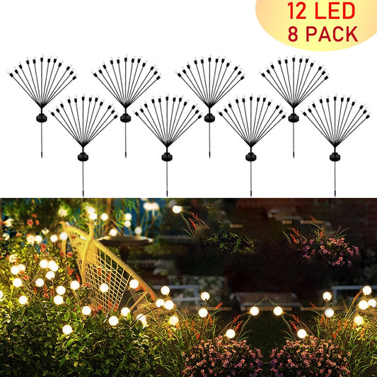 12LED Solar Firefly Lights Solar Garden Firework Light Outdoor Waterproof Swaying Light for Yard Patio Pathway Decoration
