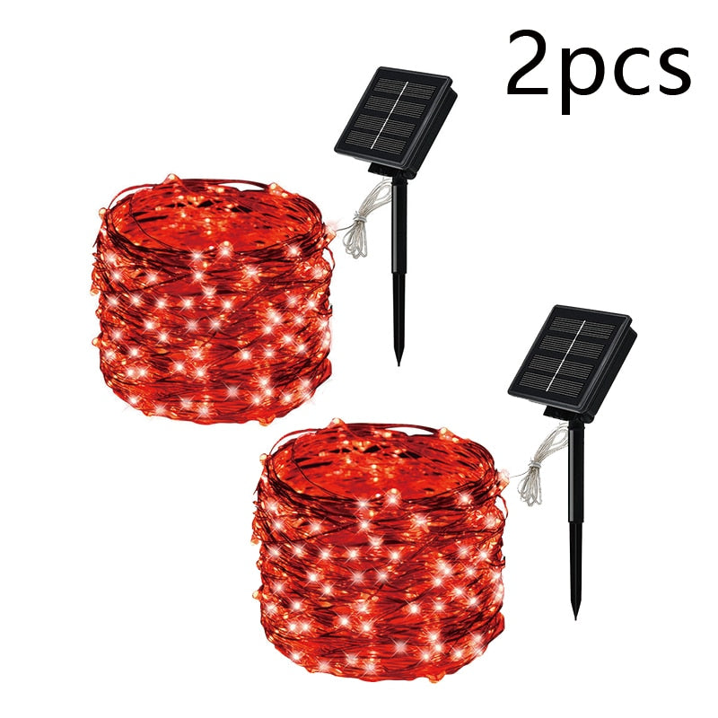 5M/10M20M30M Outdoor Solar LED Copper Wire Fairy Light for Garden Festive Wreath Christmas Decoration.