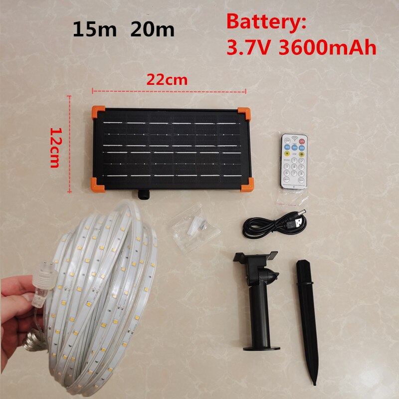 Solaire alimenté 3/4/5/10M bande lumineuse extérieure rvb 2835 Flexible éclairage ruban bande étanche LED bande rétro-éclairage jardin décor