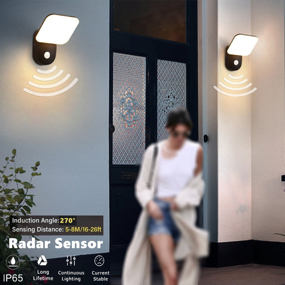 Luz de pared LED IP65 impermeable al aire libre valla de jardín entrada porche pared Exterior pasillo balcón iluminación con Sensor de movimiento