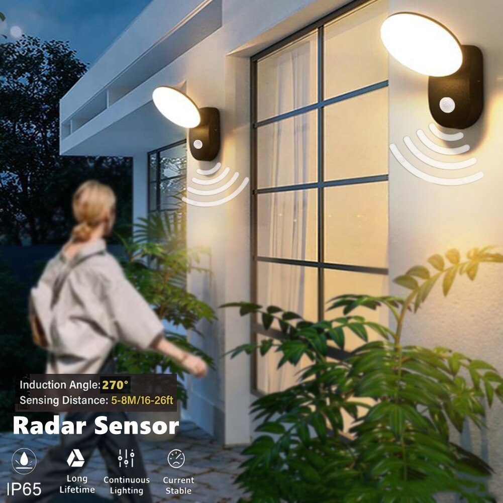 Luz de pared LED IP65 impermeable al aire libre valla de jardín entrada porche pared Exterior pasillo balcón iluminación con Sensor de movimiento