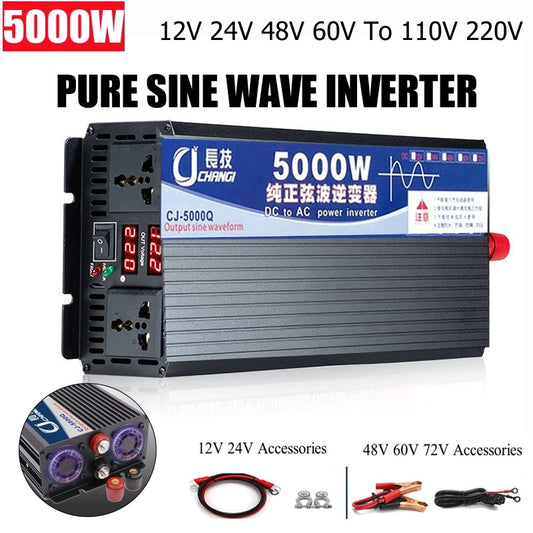 Inverter DC 12V 24V 48V 60V to AC 110V 220V Voltage Transformer Pure Sine Wave 3000W 4000W 5000W Power Converter Solar Inverter