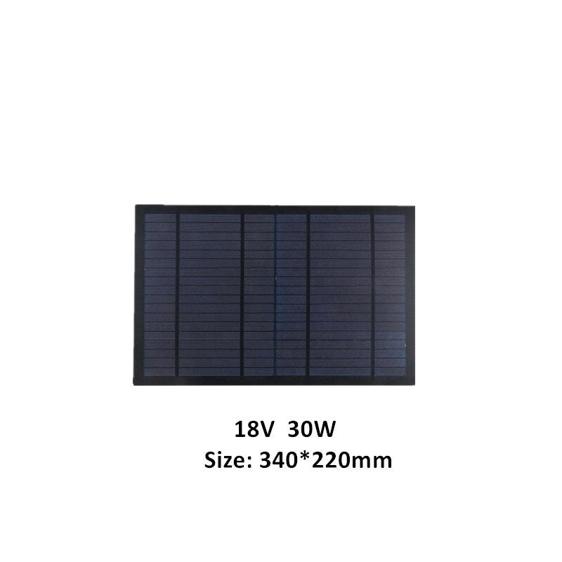 6V 9V 18V Mini Solar Panel 10W 20W 30W Portable Waterproof Solar Cell Solar System for Battery Cell Phone Chargers for Camping