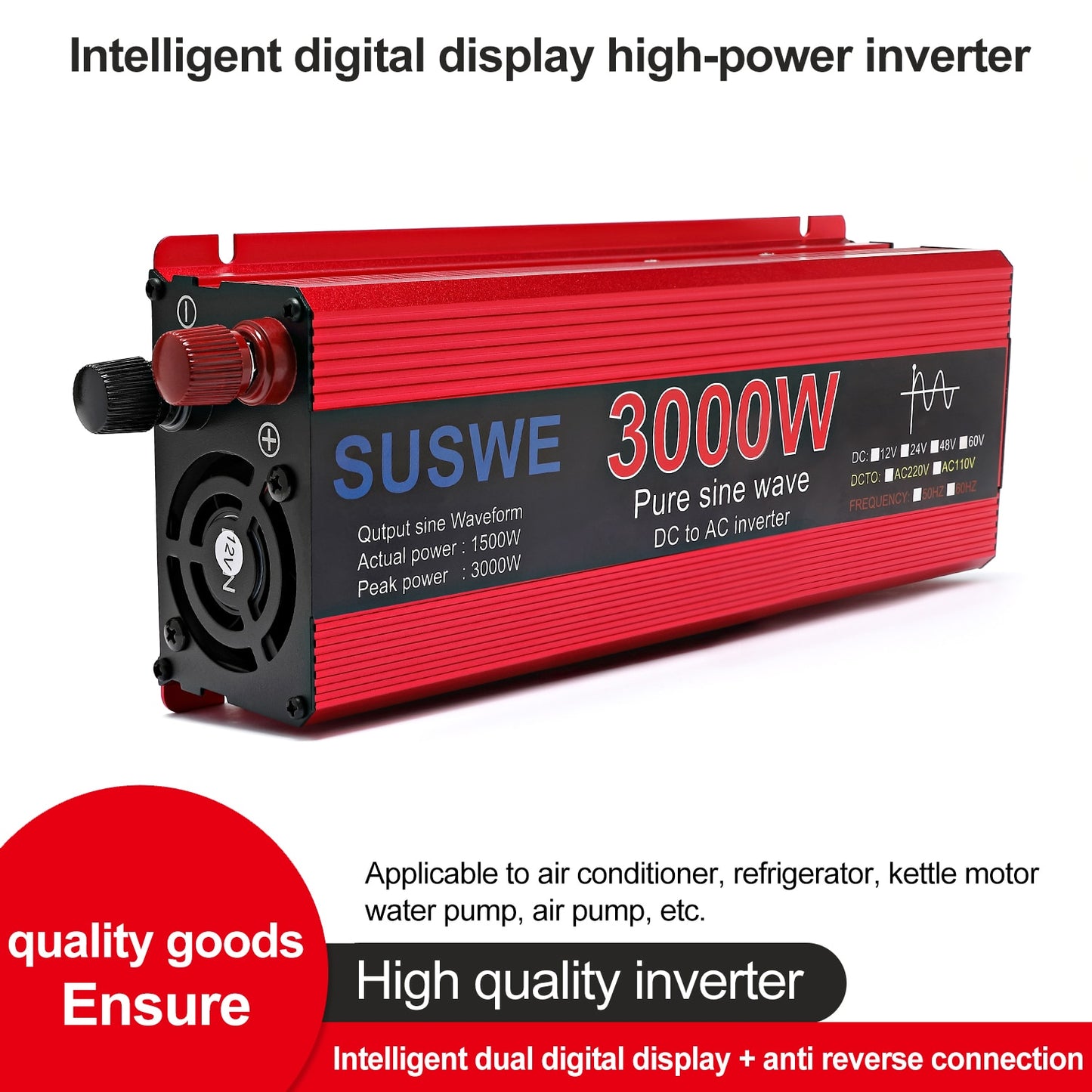 Pure Sine Wave Inverter 12V/24V To AC 220V 2000/1000W Voltage Transformer Power Converter Solar Inverter