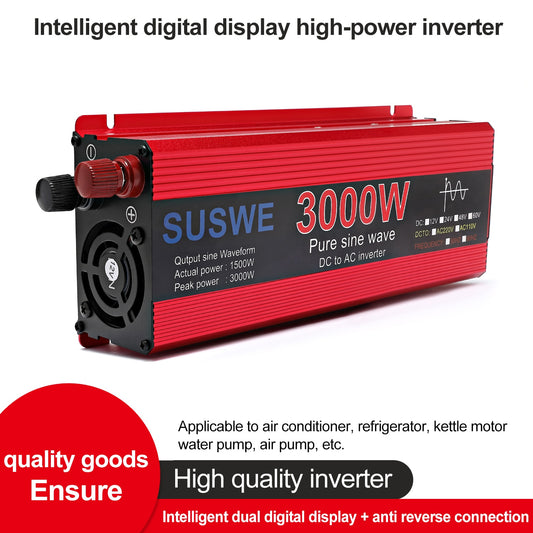 Pure Sine Wave Inverter 12V/24V To AC  220V 2000/1000W Voltage Transformer Power Converter Solar Inverter