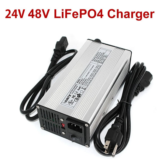 8S 24V 20A 16S 48V 20A LiFePO4 Battery Fast Charger - Aluminum Shell For 48V 100Ah LiFePO4 Battery Pack With Fan FREE TAX