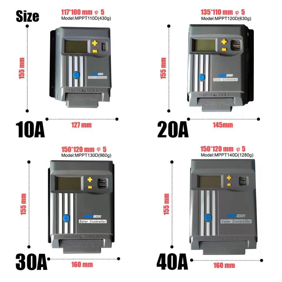 Mppt Solar Charge Controller Painel Solar MPPT Display LCD 10A 20A 30A 40A Com WIFI 12V/24V Regulador de Bateria Dual USB LifePo4